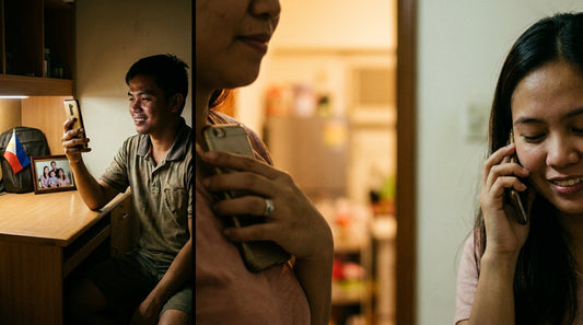 An OFW Filipino sending a personalized song to his wife in the Philippines via video call