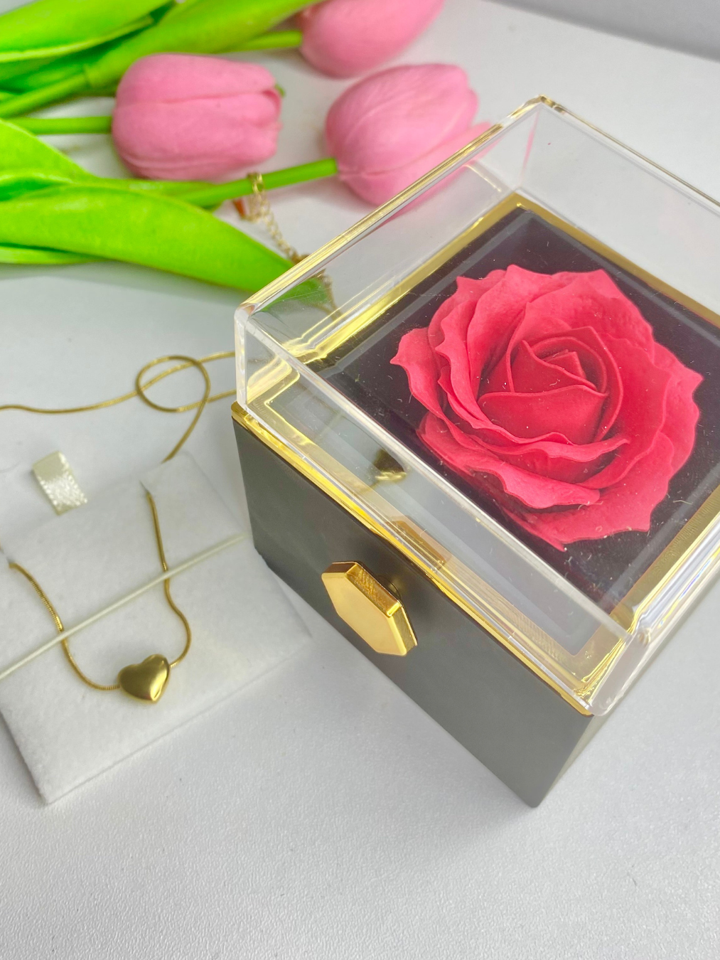 Eternal Rose Box w/ Heart Necklace