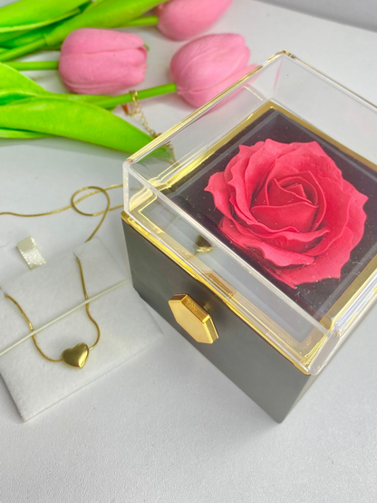 Eternal Rose Box w/ Heart Necklace